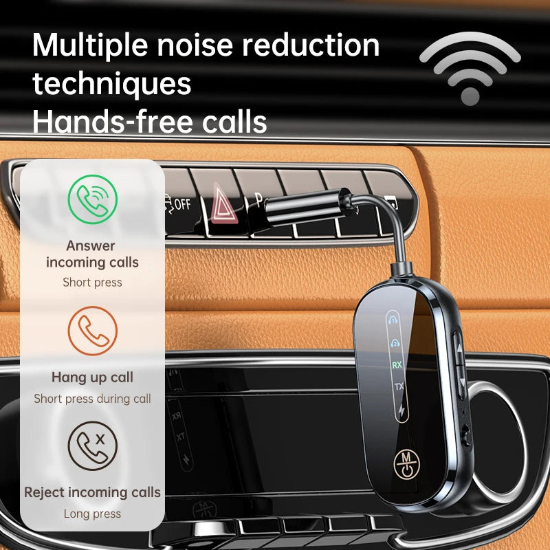 2 in 1 Bluetooth 5.4 Transmitter Receiver Stereo 3.5Mm AUX Airplane Audio Wireless Adapter Mic for TV PC Headphone Car Aircraft