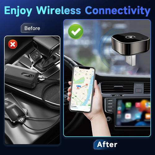 2In1 Wireless Carplay Adapter Android Auto AI Smart Box Car Intelligent Systems for VW Toyota Nissan Honda Ford Benz
